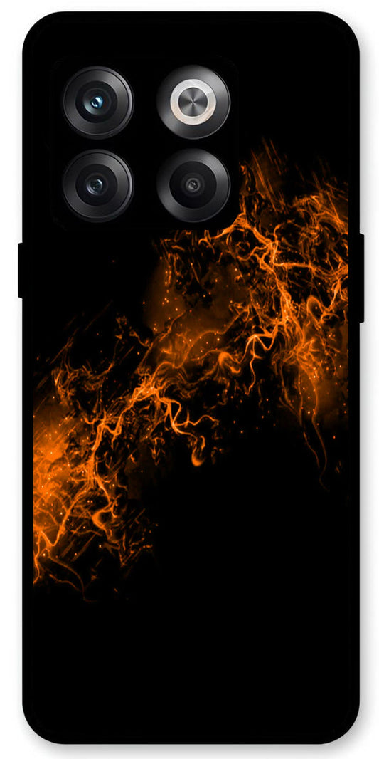 Fire Orange Unbreakable Metal Back Case Mobile Cover with 4 Side Protection and Soft TPU Sides for OnePlus10T