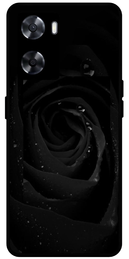 Black Flower Unbreakable Metal Back Case Mobile Cover with 4 Side Protection and Soft TPU Sides for OnePlus Nord N20 SE