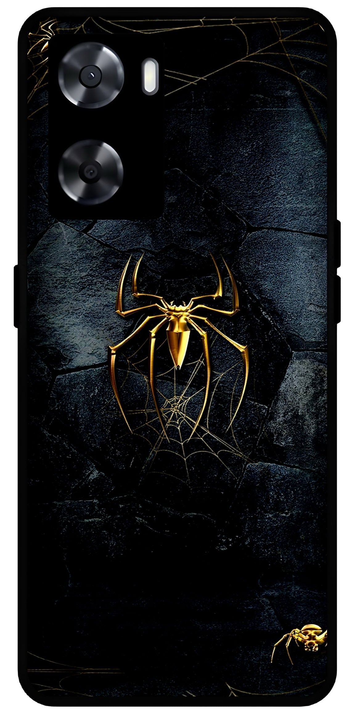 Golden Spider Printed Unbreakable Metal Back Case Mobile Cover with 4 Side Protection and Soft TPU Sides for OnePlus Nord N20 SE