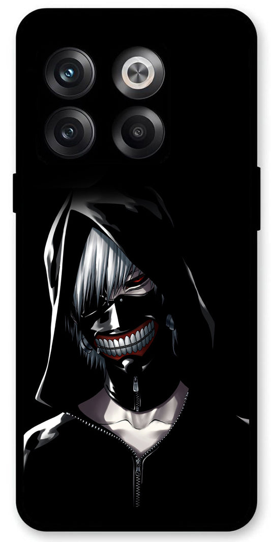 Ghost Face Black Unbreakable Metal Back Case Mobile Cover with 4 Side Protection and Soft TPU Sides for OnePlus10T