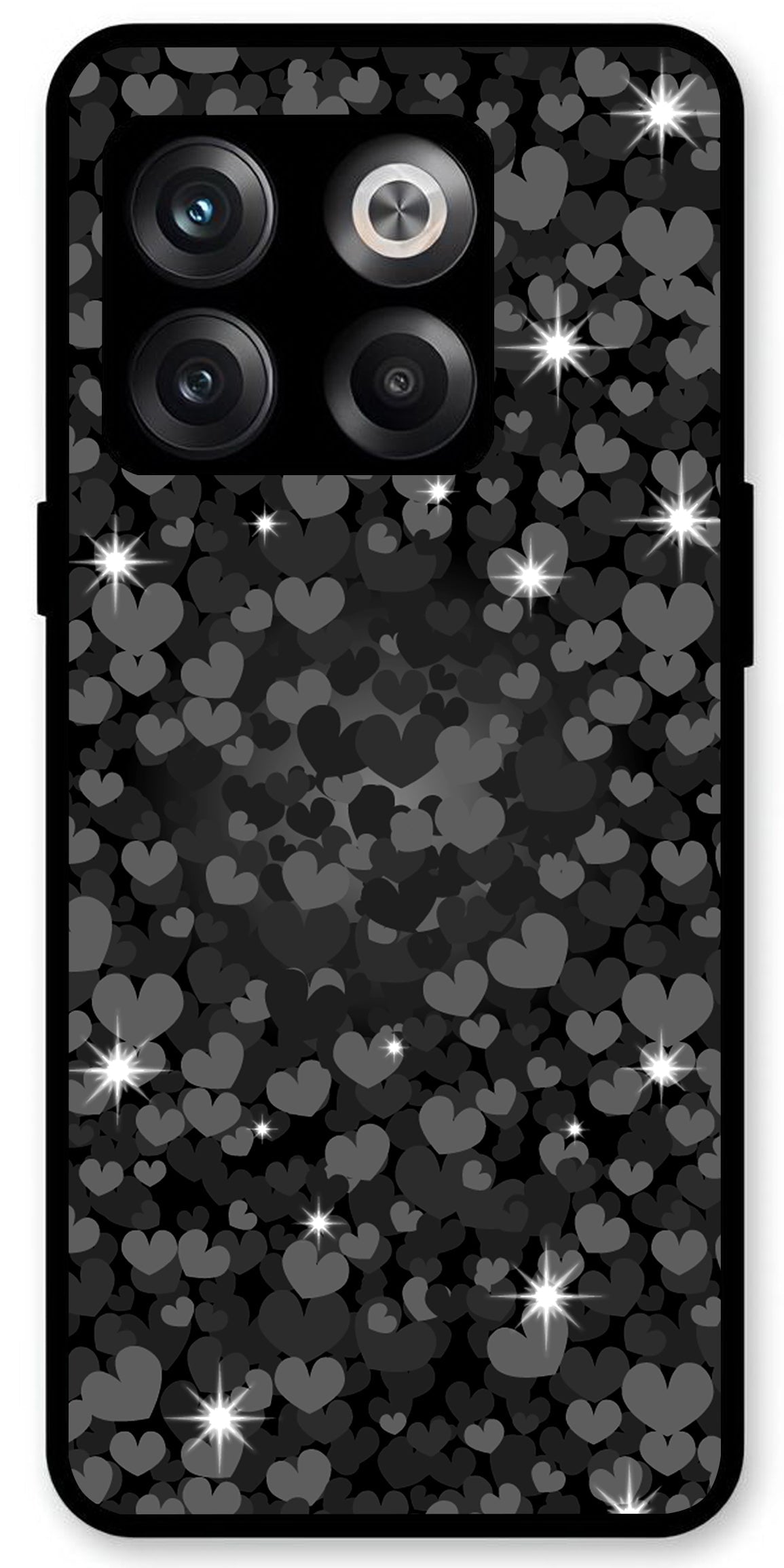 Little Hearts Unbreakable Metal Back Case Mobile Cover with 4 Side Protection and Soft TPU Sides for OnePlus10T