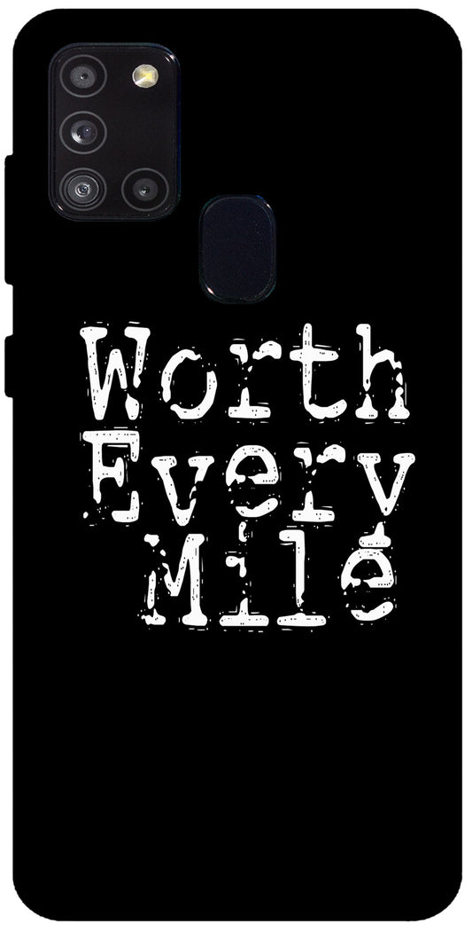 Worth Every Mile Unbreakable Metal Back Case Mobile Cover with 4 Side Protection and Soft TPU Sides for SAMSUNG A21 S