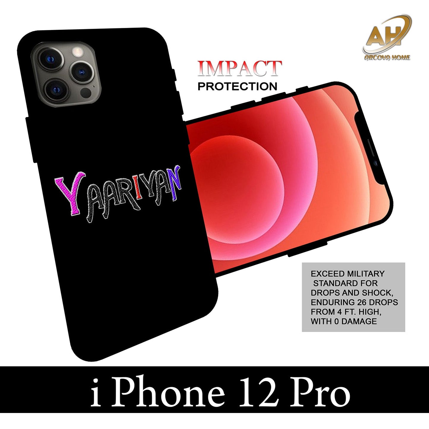 Yaariyan Unbreakable Metal Back Case Mobile Cover with 4 Side Protection and Soft TPU Sides for Apple iphone 12 Pro