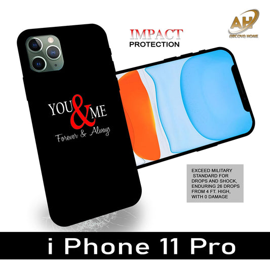 You and Me Unbreakable Glass Back Case Mobile Cover with 4 Side Protection and Soft TPU Sides for Apple iPhone 11 pro