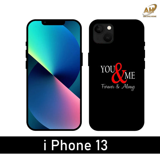 You and Me Unbreakable Metal Back Case Mobile Cover with 4 Side Protection and Soft TPU Sides for Apple iPhone 13