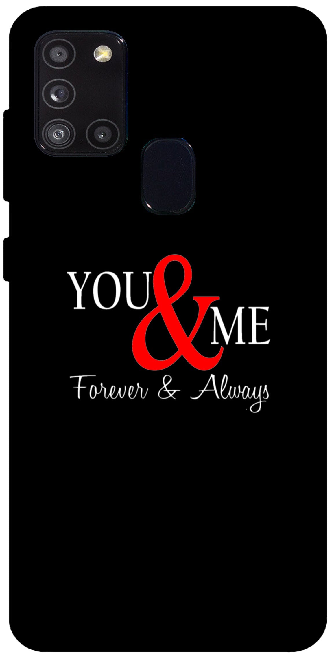 You and Me Unbreakable Metal Back Case Mobile Cover with 4 Side Protection and Soft TPU Sides for SAMSUNG A21 S