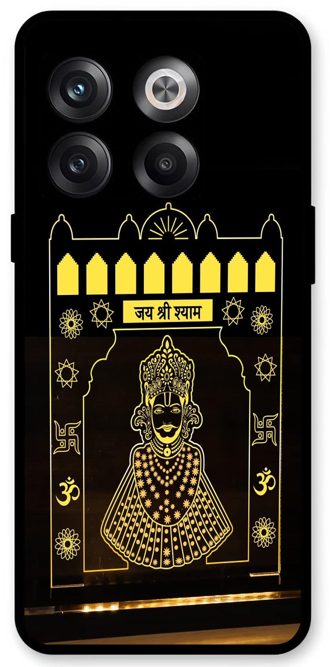 Jai Shree Shyam Yellow Design Unbreakable Metal Back Case Mobile Cover with 4 Side Protection and Soft TPU Sides for OnePlus10T