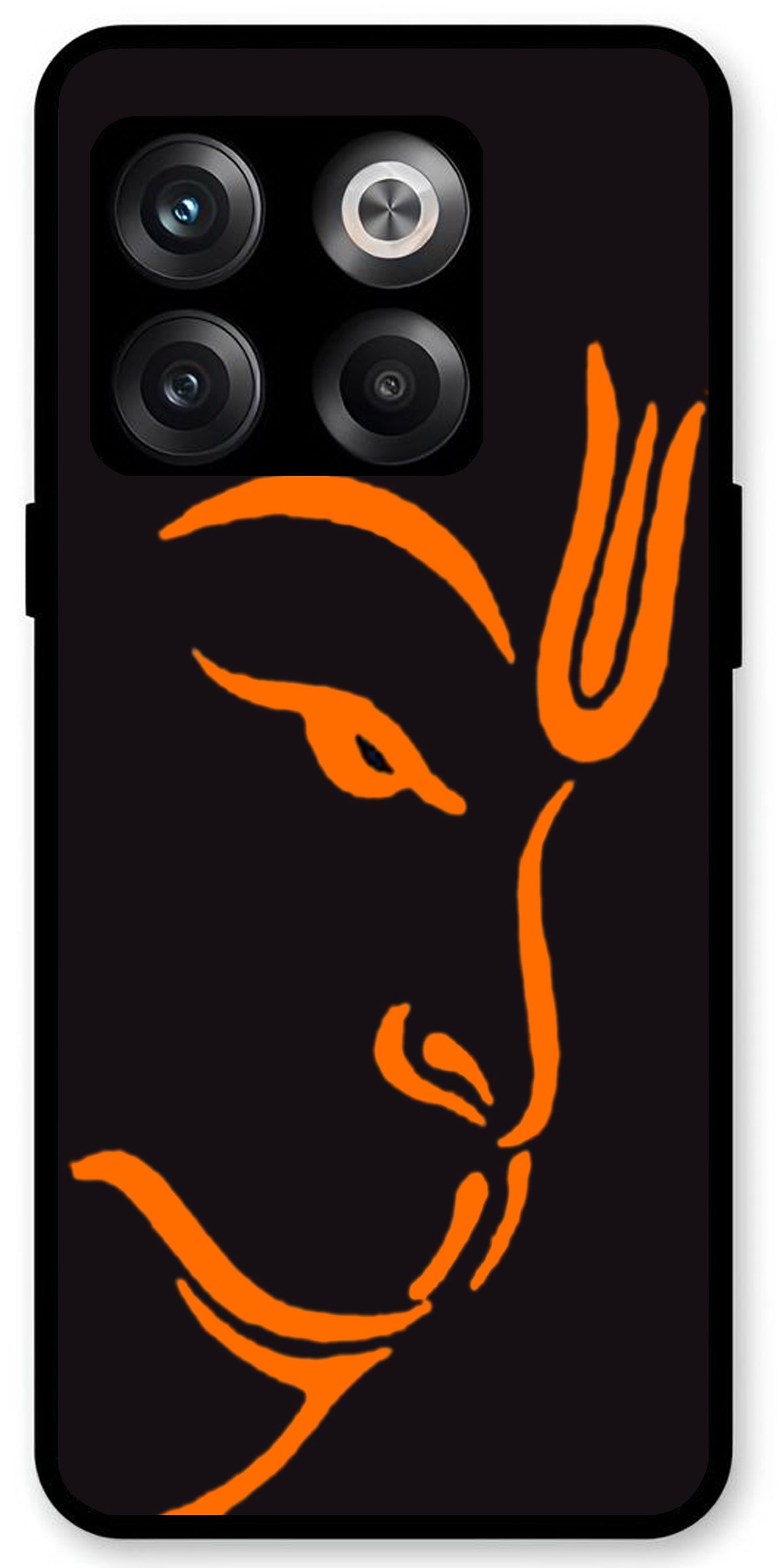 Hanuman Ji Face Unbreakable Metal Back Case Mobile Cover with 4 Side Protection and Soft TPU Sides for OnePlus10T