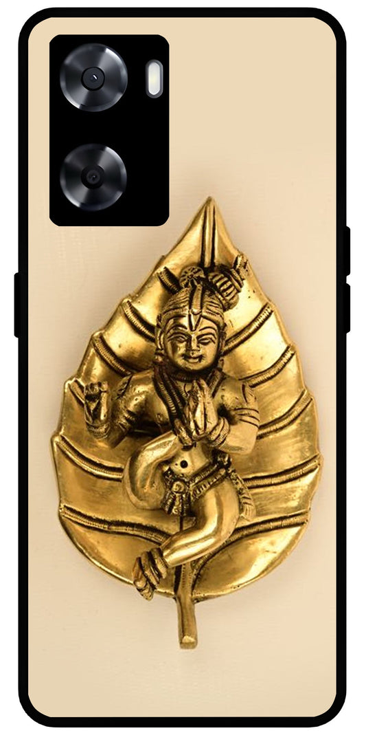 Kanha Ji Golden Leaf Unbreakable Metal Back Case Mobile Cover with 4 Side Protection and Soft TPU Sides for OnePlus Nord N20 SE