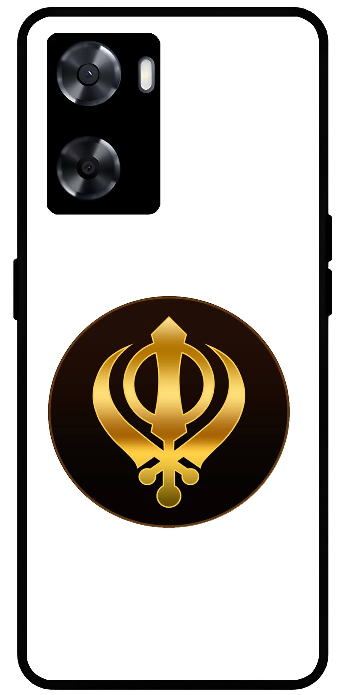 Sikh Symbol Khanda Unbreakable Metal Back Case Mobile Cover with 4 Side Protection and Soft TPU Sides for OnePlus Nord N20 SE