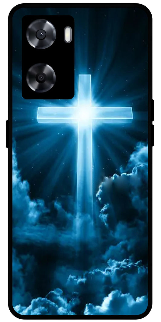 Christian Cross Symbol Unbreakable Metal Back Case Mobile Cover with 4 Side Protection and Soft TPU Sides for OnePlus Nord N20 SE