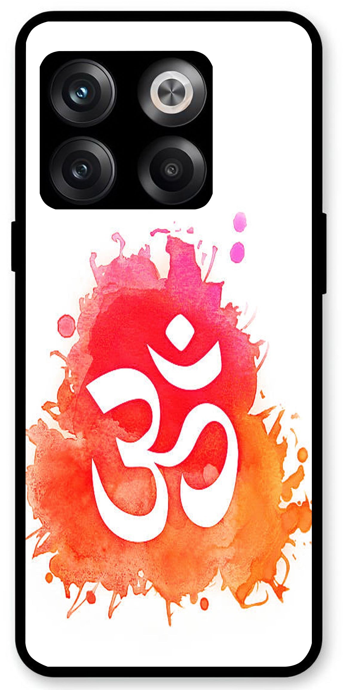 Om Colourful Symbol Unbreakable Metal Back Case Mobile Cover with 4 Side Protection and Soft TPU Sides for OnePlus10T