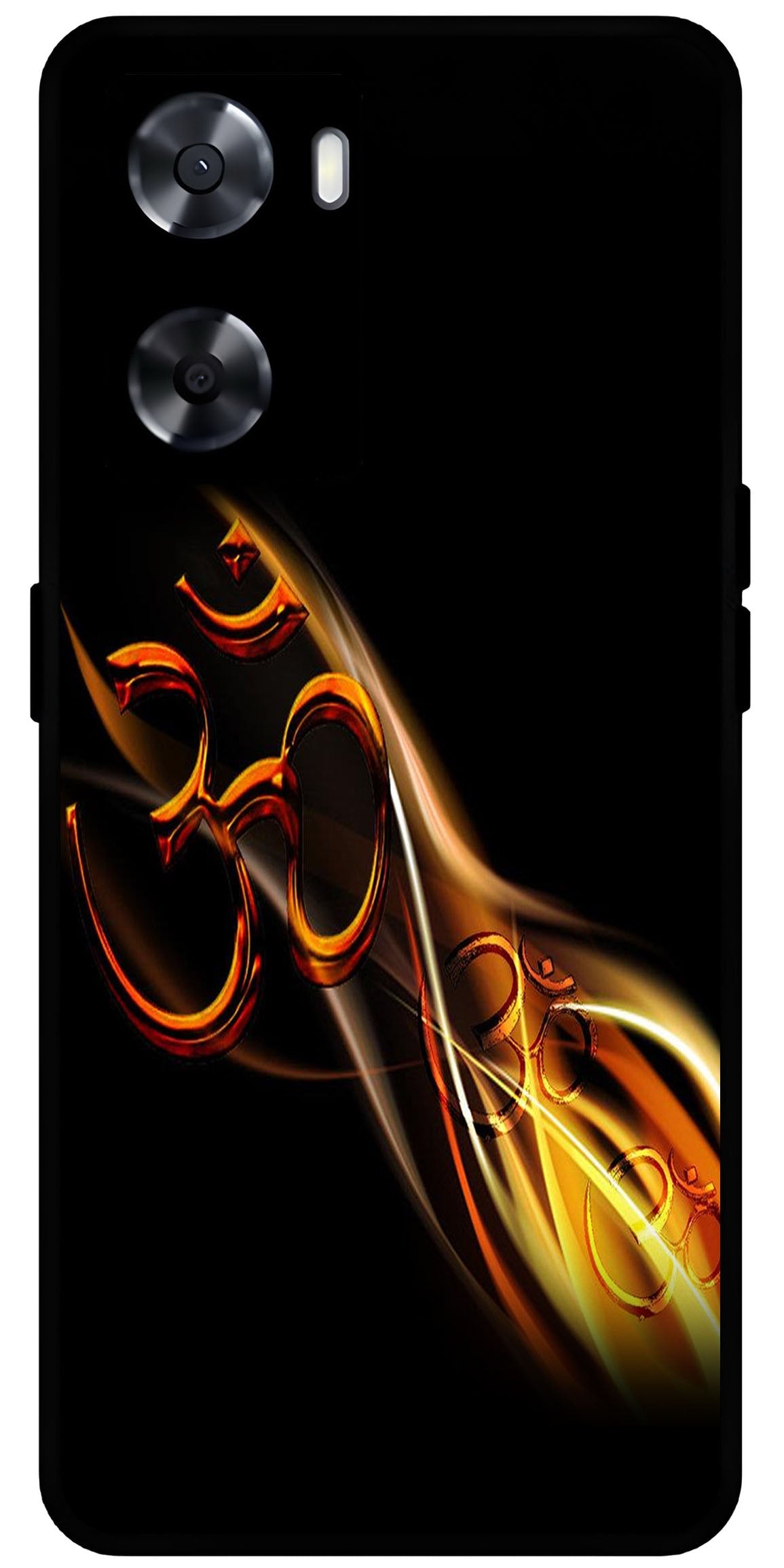 Om Symbol Golden Unbreakable Metal Back Case Mobile Cover with 4 Side Protection and Soft TPU Sides for OnePlus Nord N20 SE