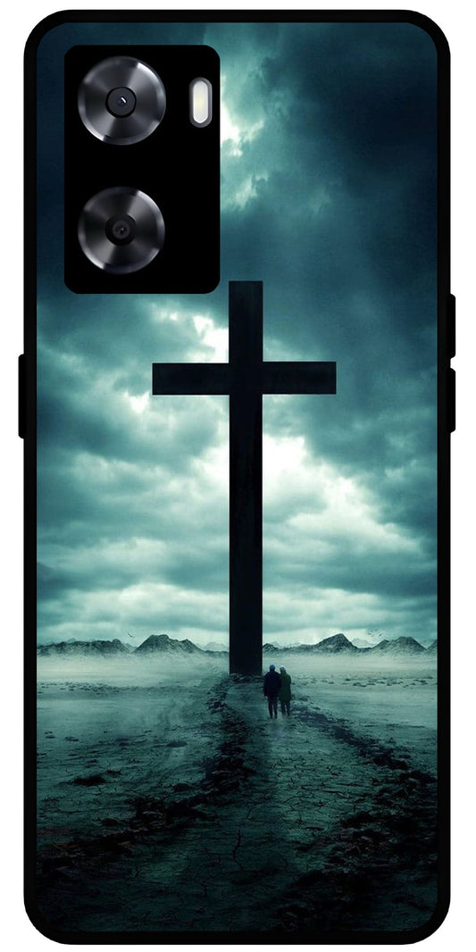 Jesus Cross Symbol Unbreakable Metal Back Case Mobile Cover with 4 Side Protection and Soft TPU Sides for OnePlus Nord N20 SE