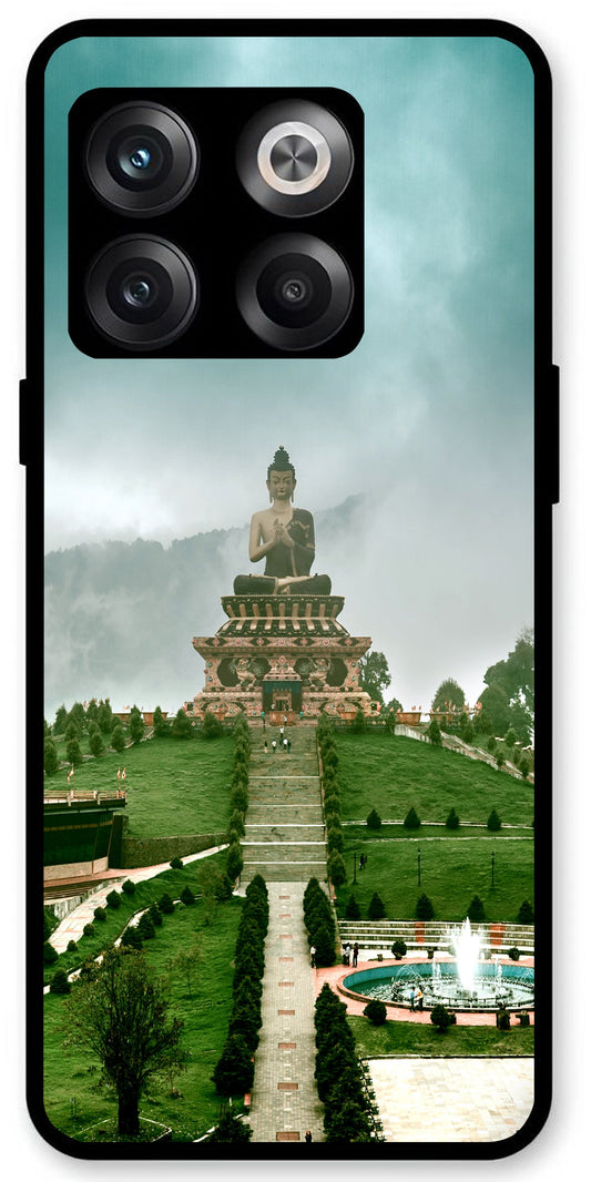 Lord Buddha Temple Printed Unbreakable Metal Back Case Mobile Cover with 4 Side Protection and Soft TPU Sides for OnePlus10T