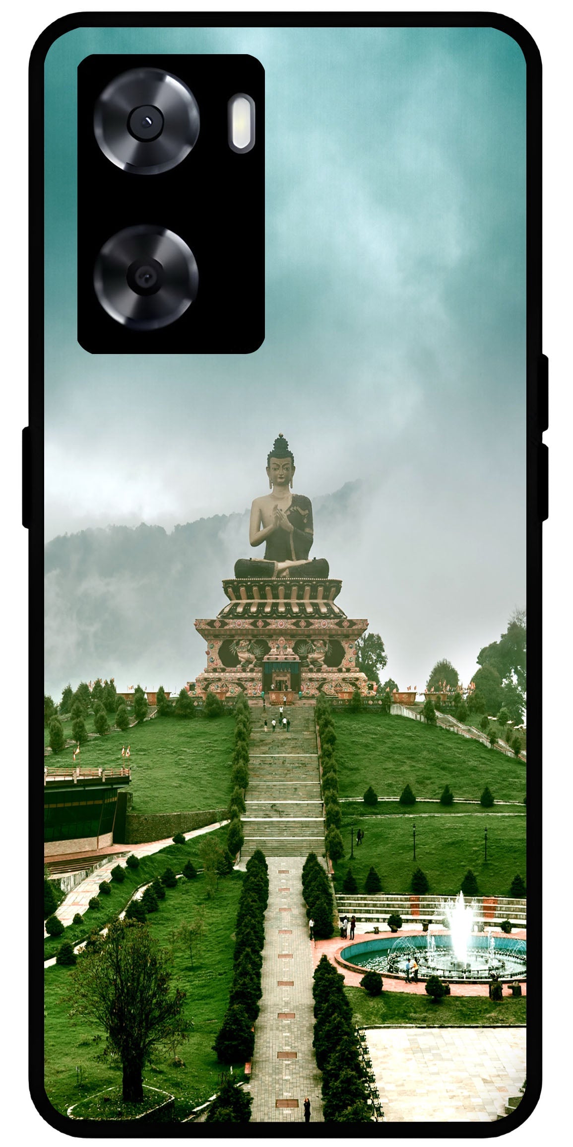 Lord Buddha Temple Printed Unbreakable Metal Back Case Mobile Cover with 4 Side Protection and Soft TPU Sides for OnePlus Nord N20 SE