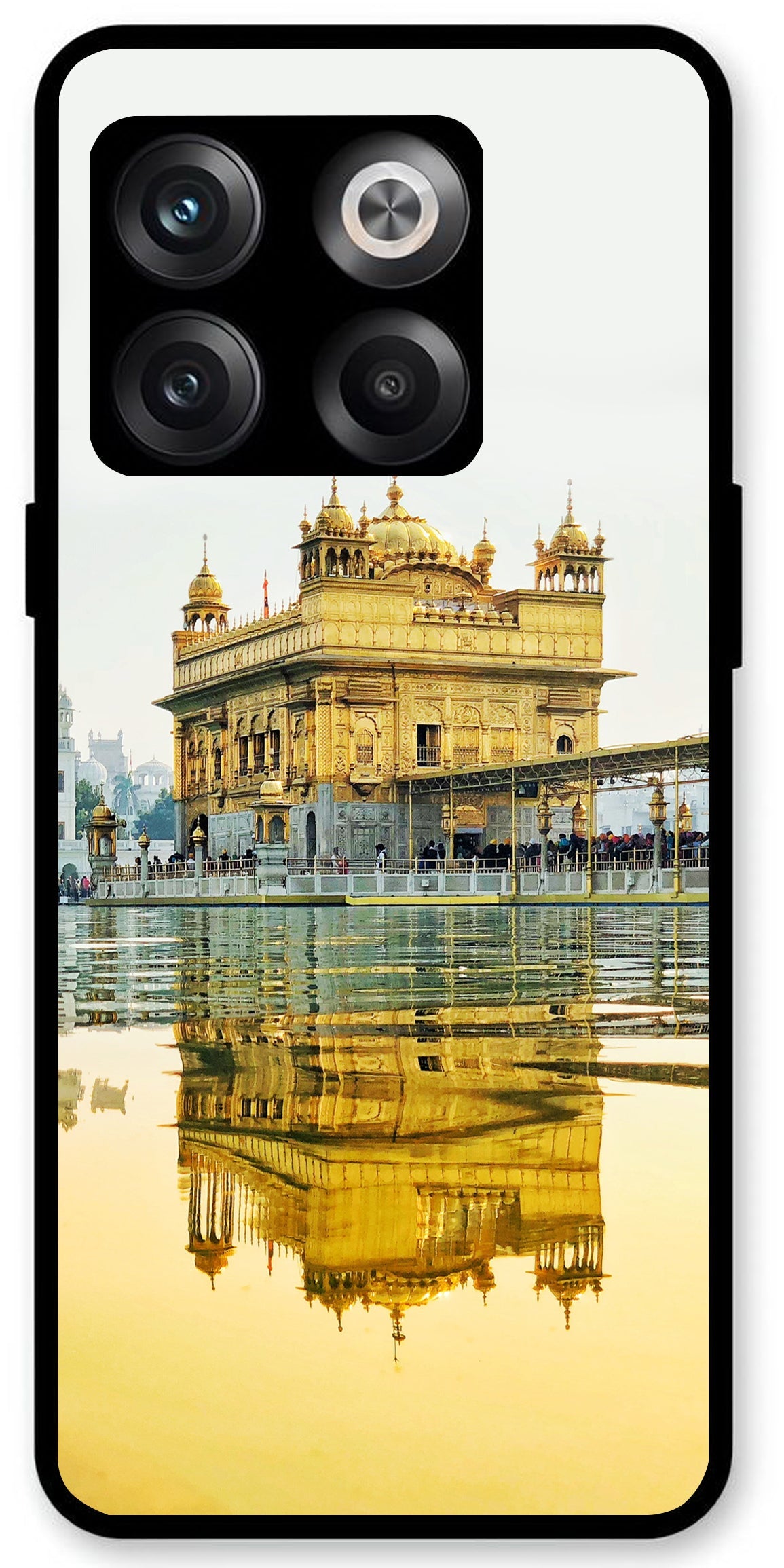 Golden Temple Gurudwara Printed Unbreakable Metal Back Case Mobile Cover with 4 Side Protection and Soft TPU Sides for OnePlus10T