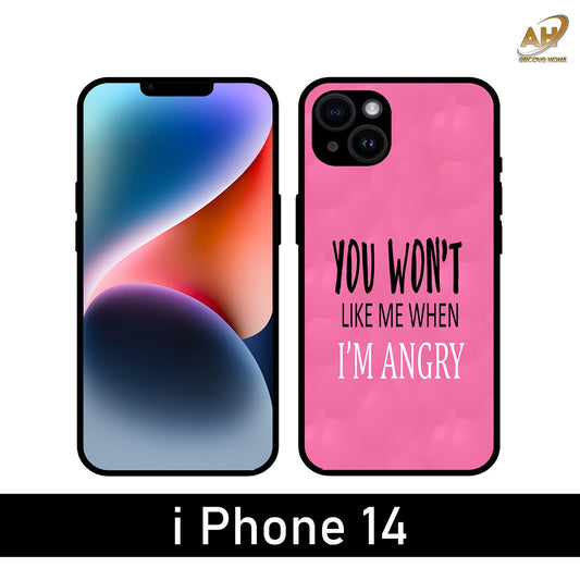 You Won't Like Me Unbreakable Metal Back Case Mobile Cover with 4 Side Protection and Soft TPU Sides for Apple iPhone 14