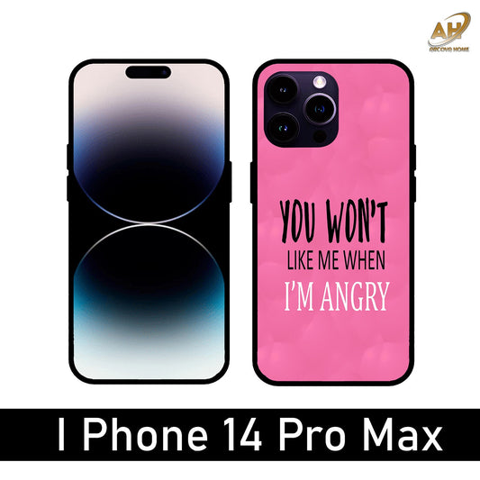 You Won't Like Me Unbreakable Metal Back Case Mobile Cover with 4 Side Protection and Soft TPU Sides for Apple iPhone 14 Pro Max