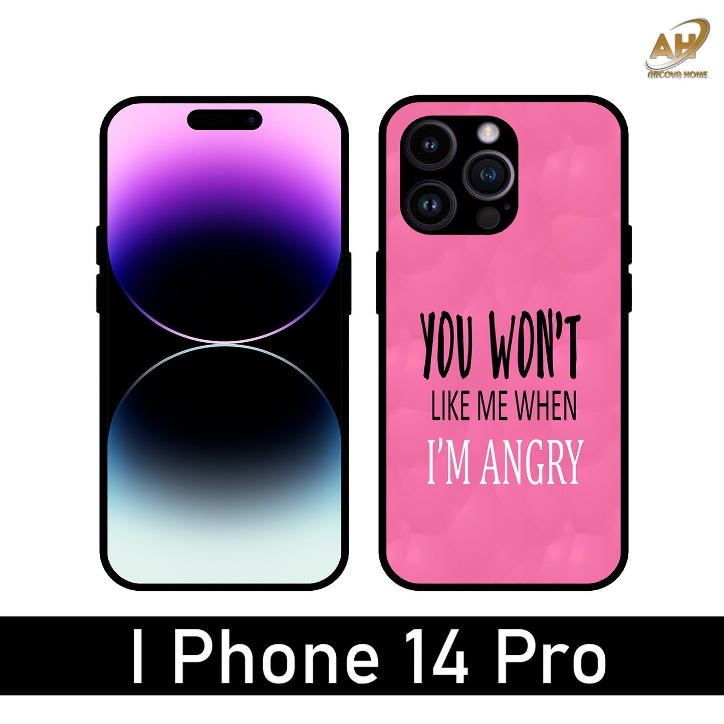 You Won't Like Me Unbreakable Metal Back Case Mobile Cover with 4 Side Protection and Soft TPU Sides for Apple iPhone 14 Pro