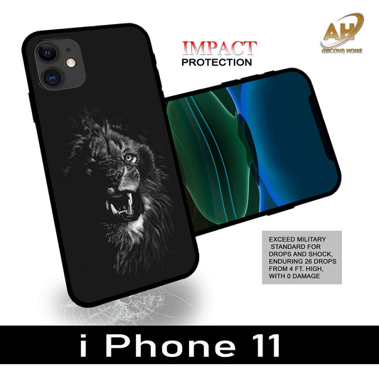 Angry Lion Unbreakable Glass Back Case Mobile Cover with 4 Side Protection and Soft TPU Sides for Apple iPhone 11