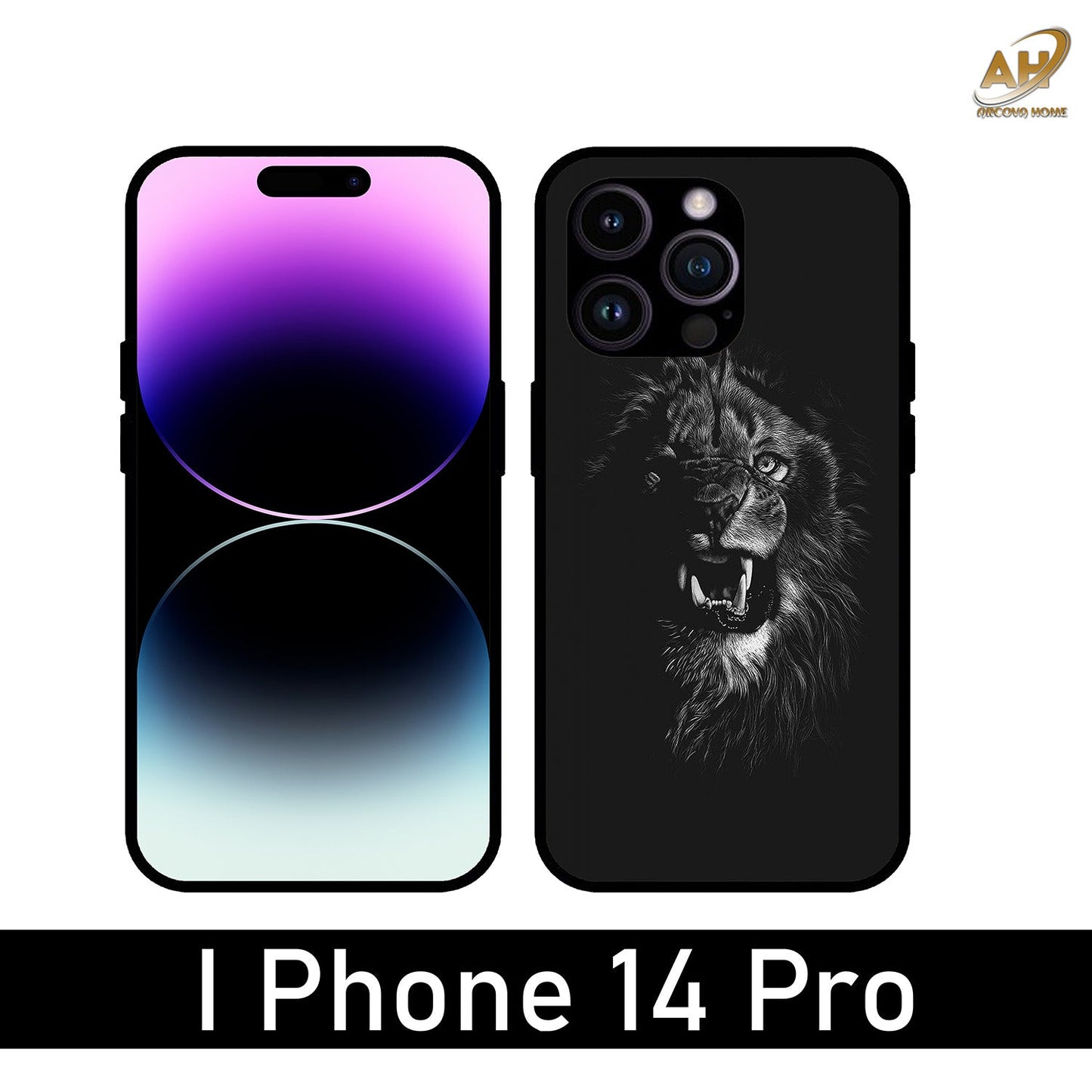 Angry Lion Unbreakable Metal Back Case Mobile Cover with 4 Side Protection and Soft TPU Sides for Apple iPhone 14 Pro