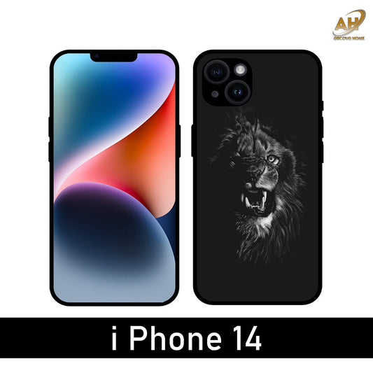 Angry Lion Unbreakable Metal Back Case Mobile Cover with 4 Side Protection and Soft TPU Sides for Apple iPhone 14