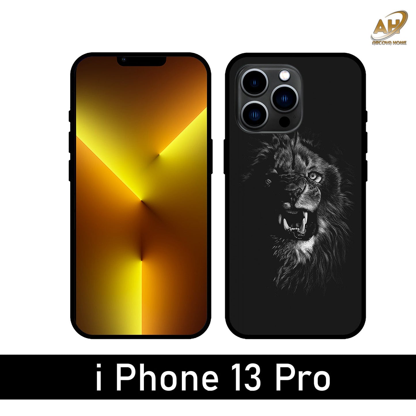 Angry Lion Unbreakable Metal Back Case Mobile Cover with 4 Side Protection and Soft TPU Sides for Apple iPhone 13 Pro