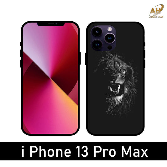 Angry Lion Unbreakable Metal Back Case Mobile Cover with 4 Side Protection and Soft TPU Sides for Apple iPhone 13 Pro Max