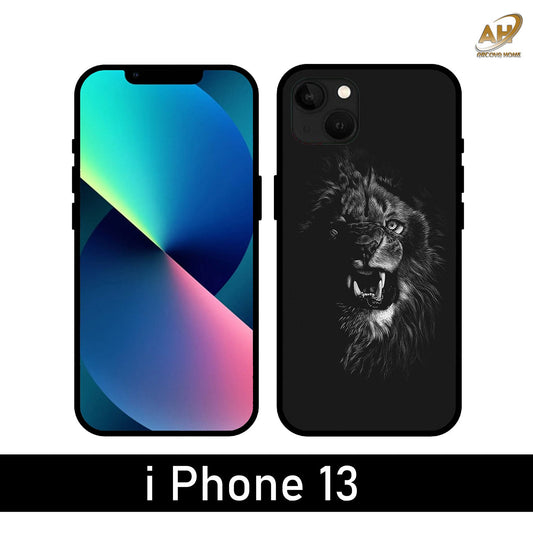 Angry Lion Unbreakable Metal Back Case Mobile Cover with 4 Side Protection and Soft TPU Sides for Apple iPhone 13