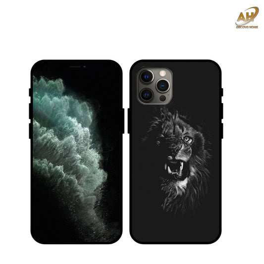 Angry Lion Unbreakable Metal Back Case Mobile Cover with 4 Side Protection and Soft TPU Sides for Apple iphone 12 Pro Max