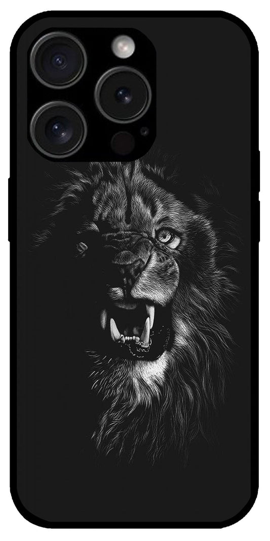 Angry Lion Unbreakable Metal Back Case Mobile Cover with 4 Side Protection and Soft TPU Sides for Apple iPhone 15 Pro