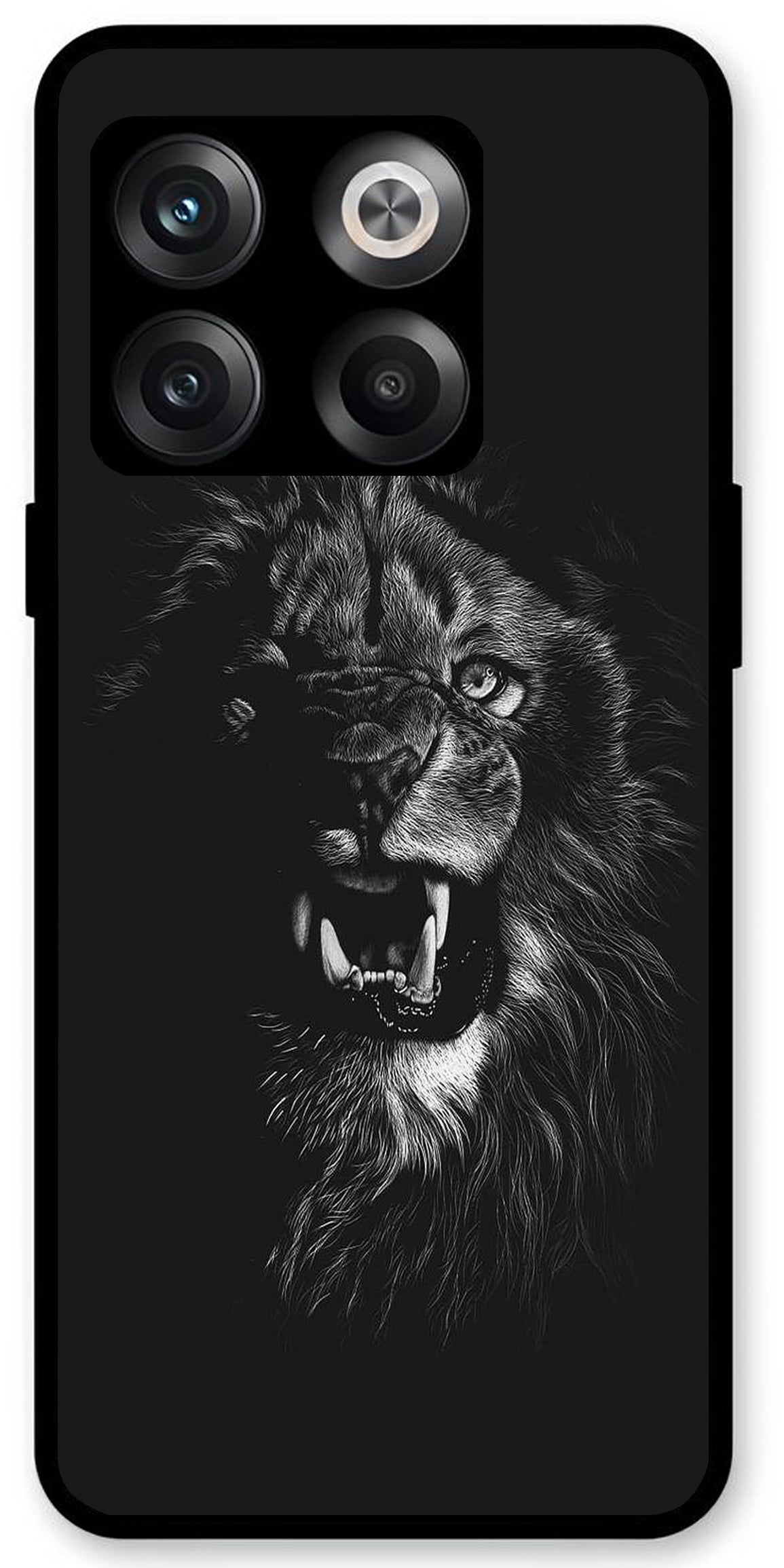 Angry Lion Unbreakable Metal Back Case Mobile Cover with 4 Side Protection and Soft TPU Sides for OnePlus10T