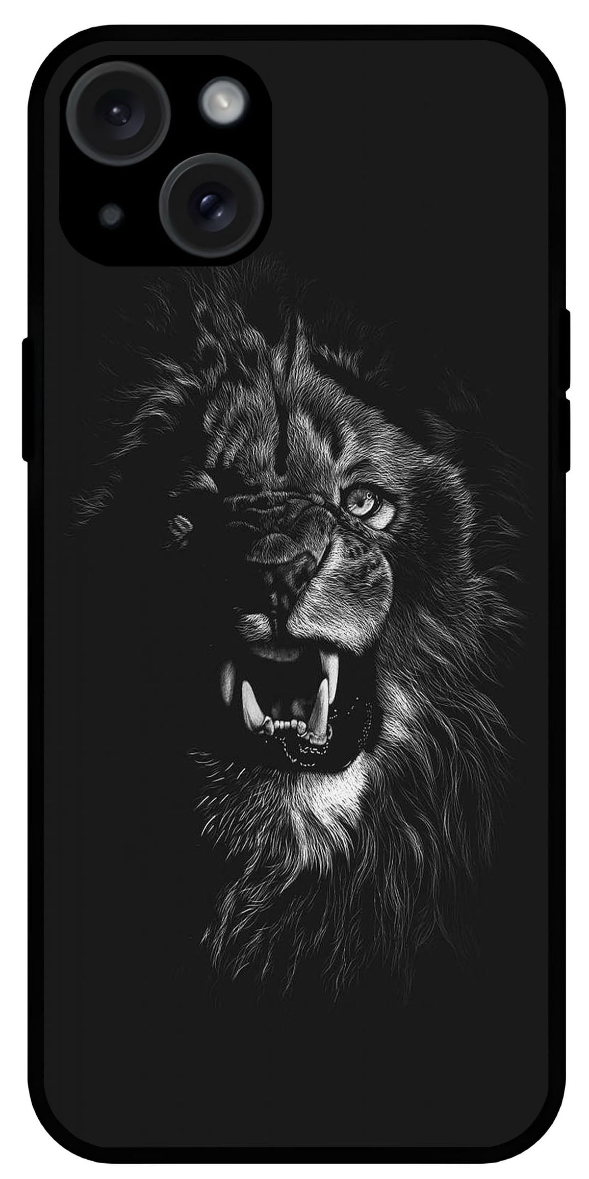 Angry Lion Unbreakable Metal Back Case Mobile Cover with 4 Side Protection and Soft TPU Sides for Apple iPhone 15 Plus