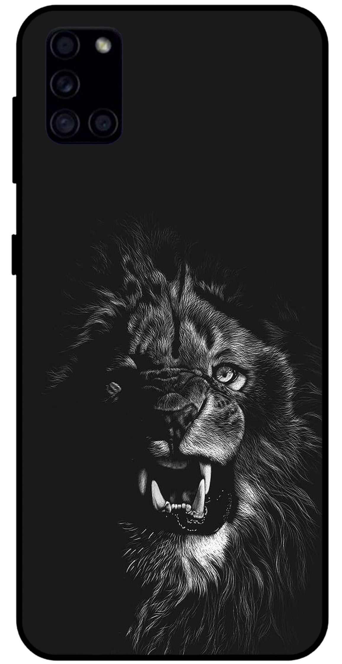 Angry Lion Unbreakable Metal Back Case Mobile Cover with 4 Side Protection and Soft TPU Sides for SAMSUNG A31