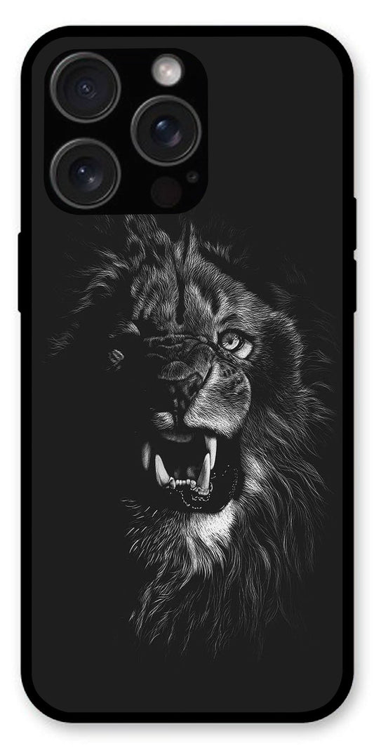 Angry Lion Unbreakable Metal Back Case Mobile Cover with 4 Side Protection and Soft TPU Sides for Apple iPhone 15 Pro Max